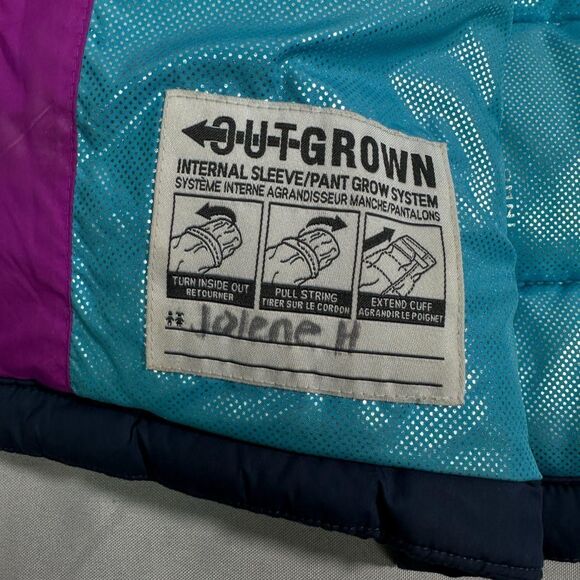 Columbia Puffer Jacket Unisex Youth S Purple Navy Polyester Winter Coat - Picture 4 of 8